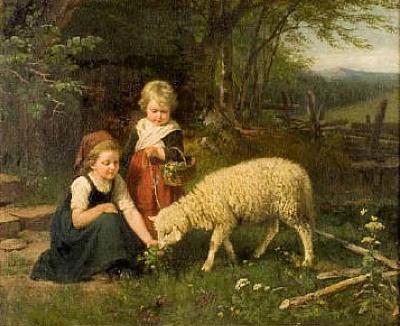 Rudolf Epp My pet lamb Norge oil painting art